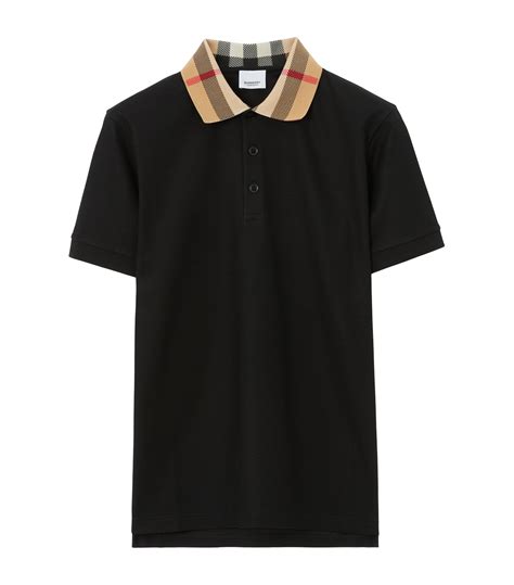 men's burberry check collar polo|Cotton Polo Shirt in Black .